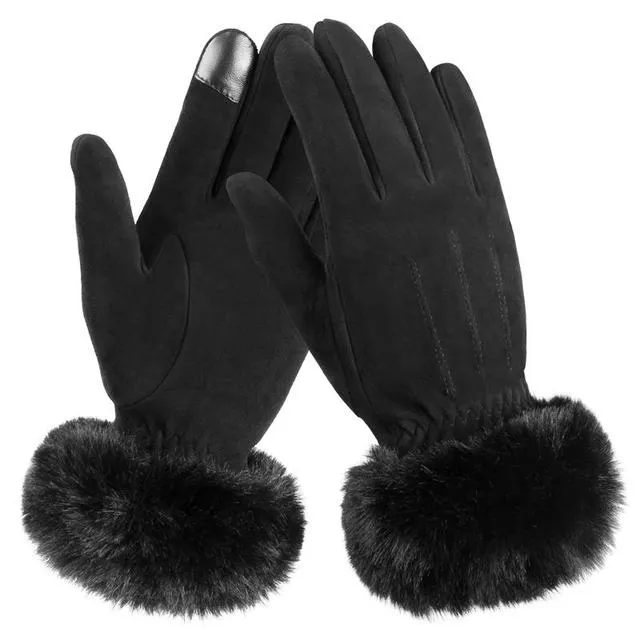 OZERO Women Touch Screen Leather Gloves | Winter Deerskin Gloves