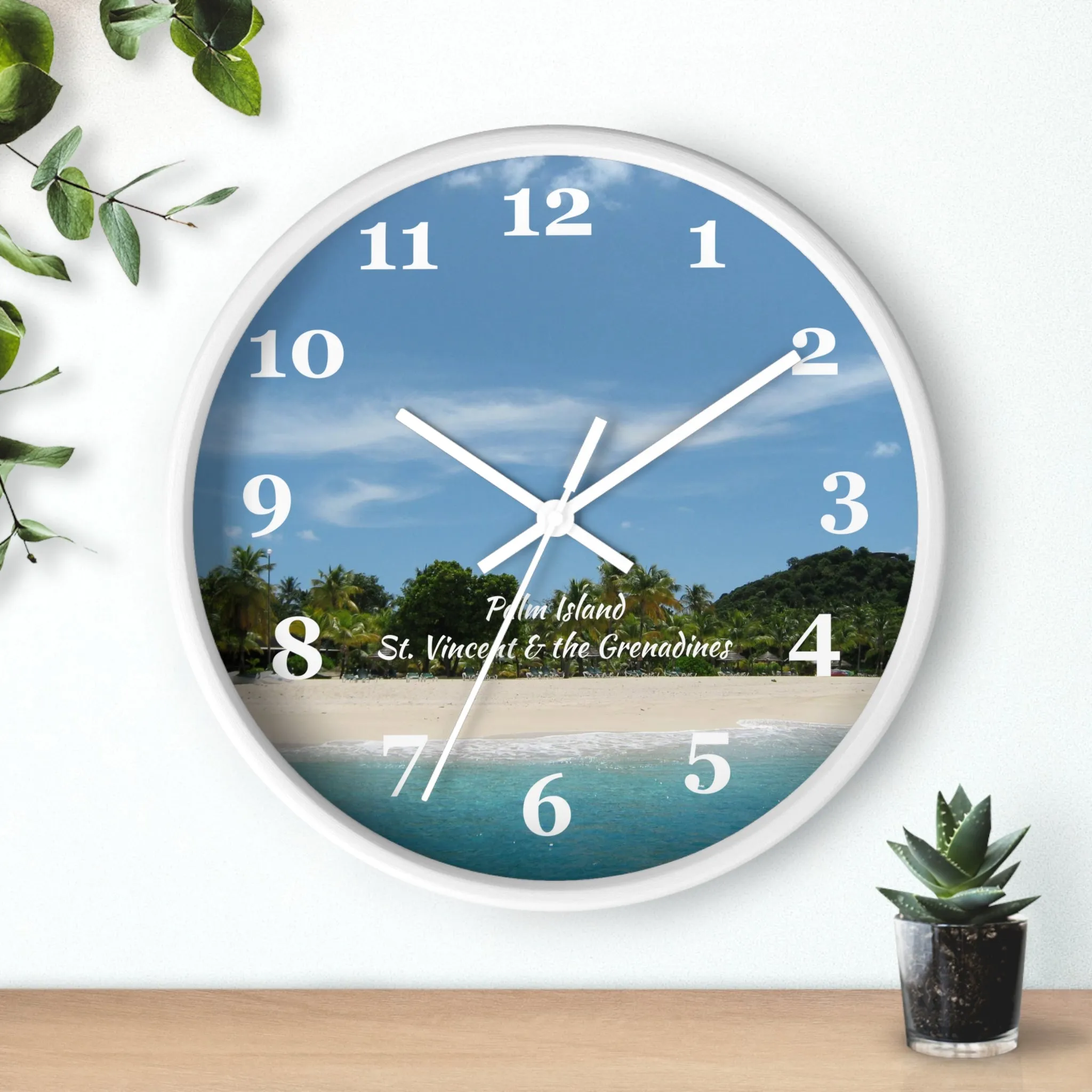 Palm Island Beach Wall Clock, St. Vincent and the Grenadines Palm Island Beach clock