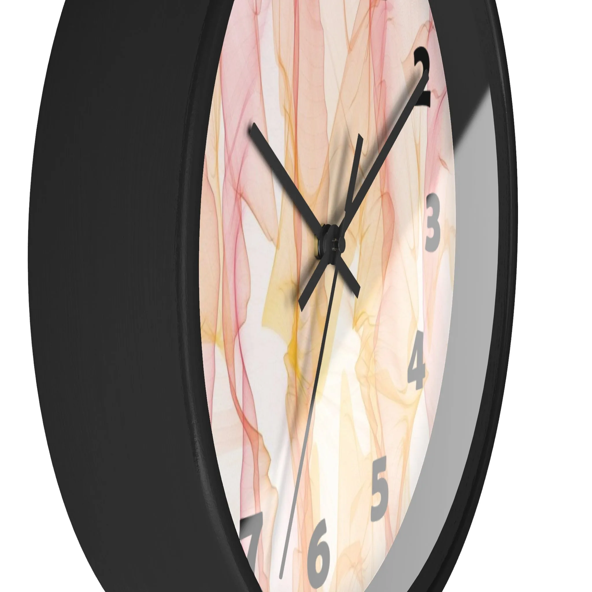 Pastel Wisps Wall Clock, Pink and Orange Wave Wall Clock