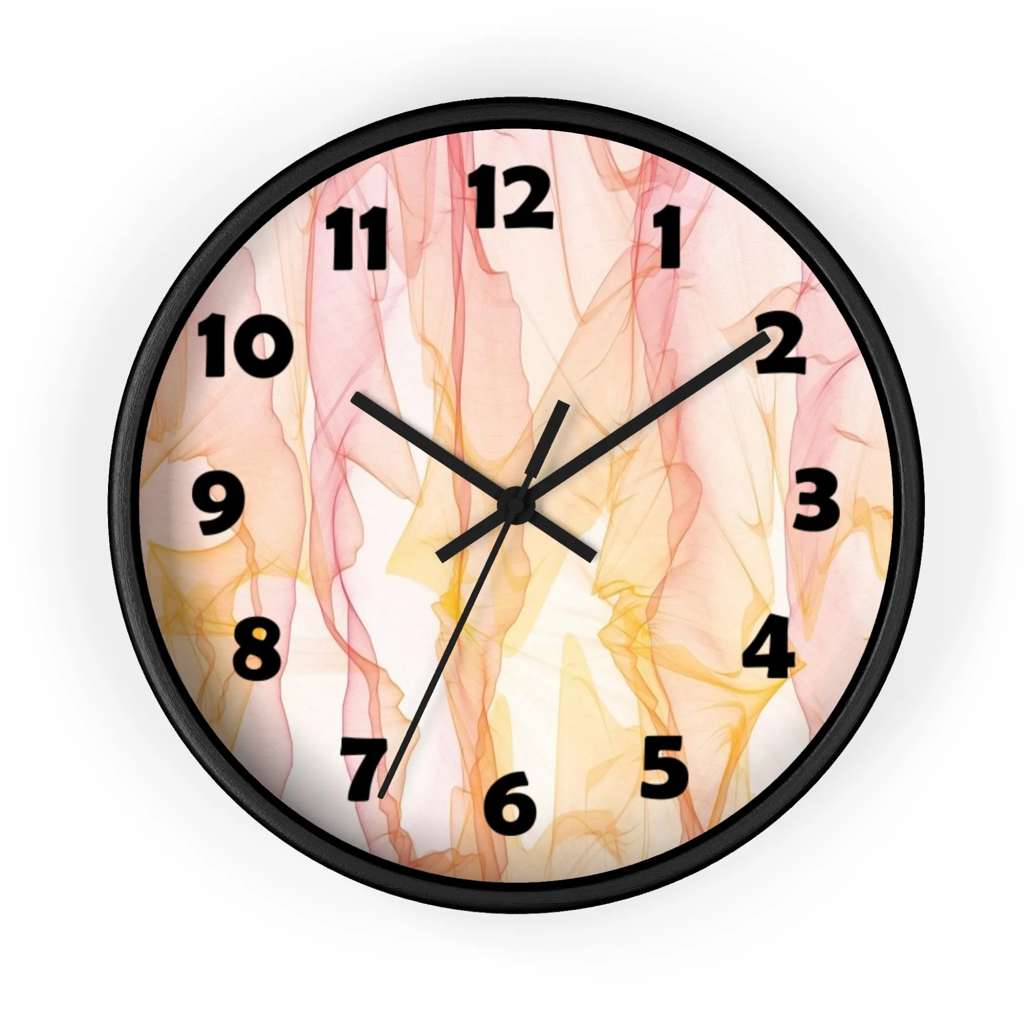 Pastel Wisps Wall Clock, Pink and Orange Wave Wall Clock