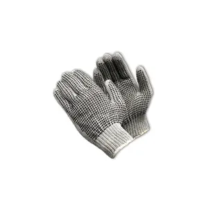 PIP 37-C500PDD/S 7-Gauge Seamless Knit Cotton/Polyester Glove with Double-Sided PVC Dot Grip, Gray, Small, 1 Dozen