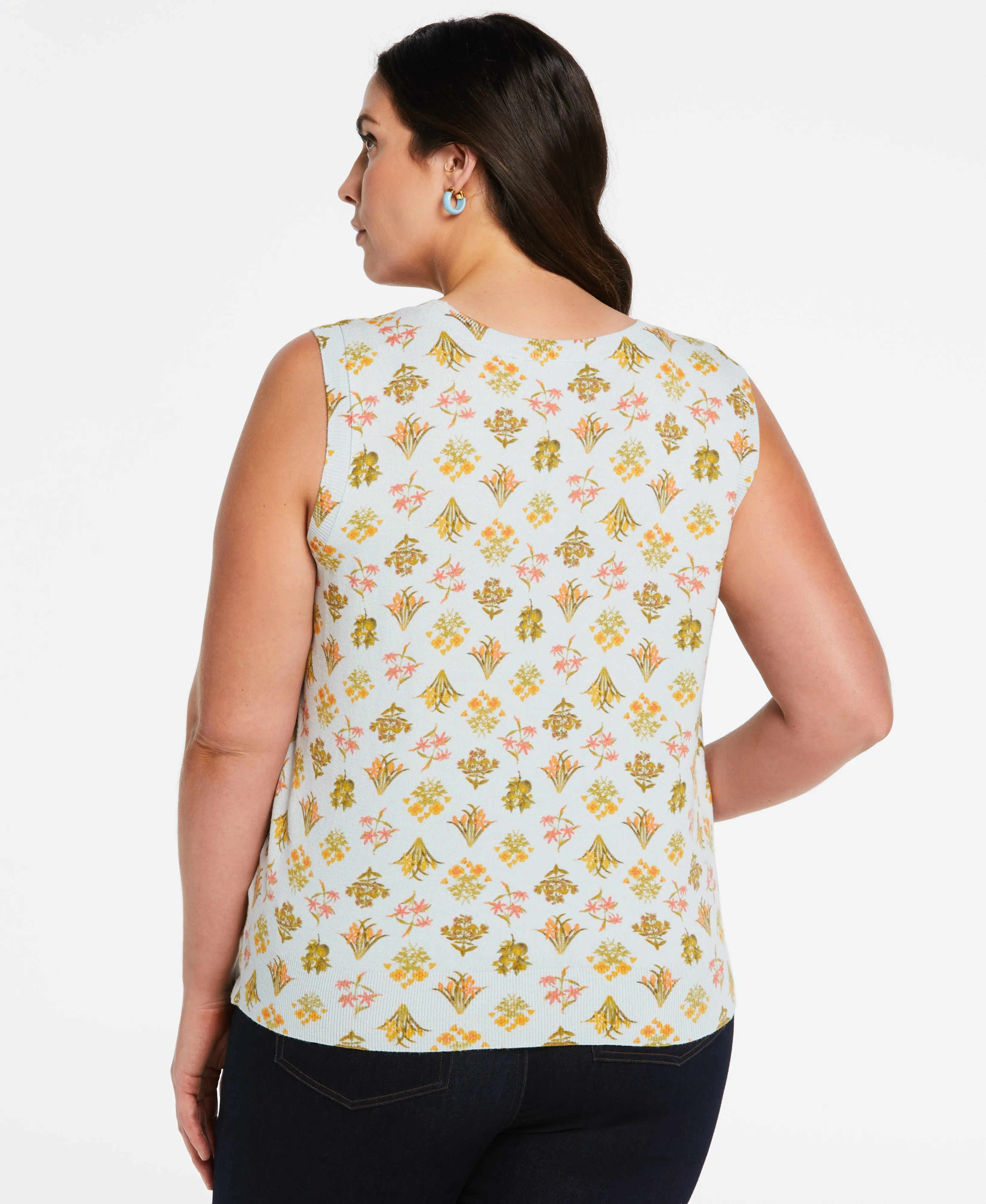 Plus Size Super Soft Floral Print Sweater Vest