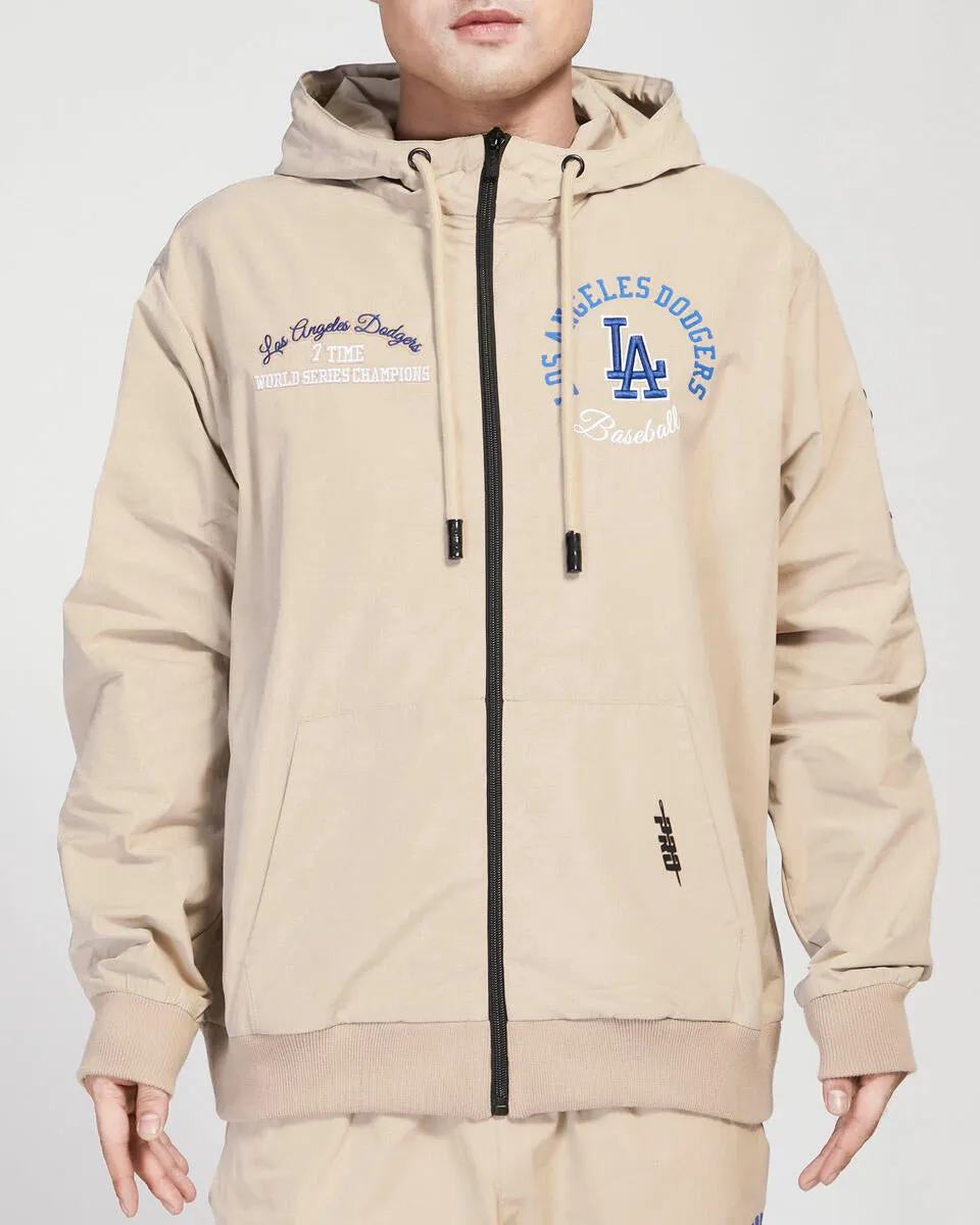 Pro Standard Los Angeles Dodgers Hybrid Woven Fz Po Hoodie-Cream