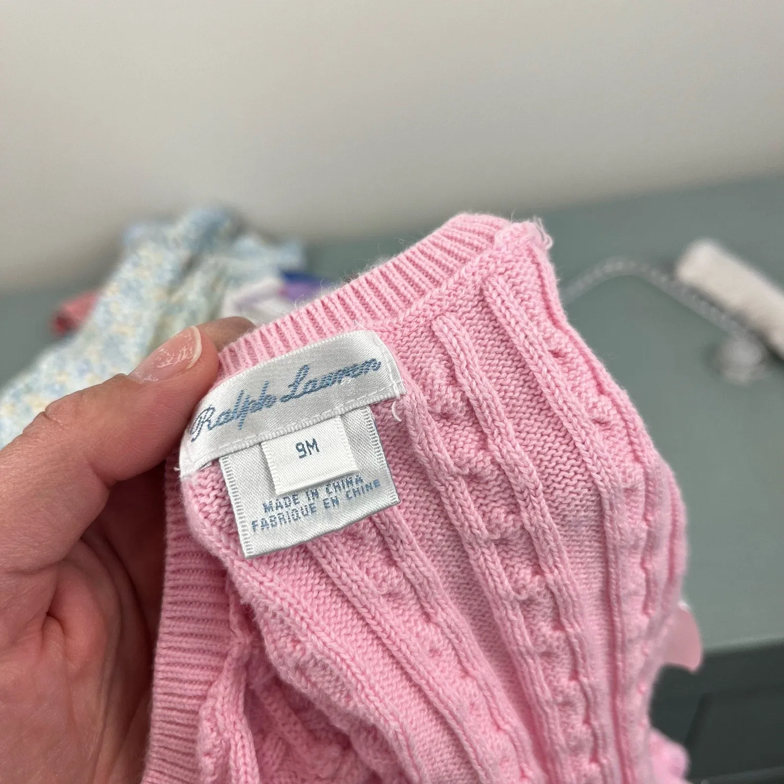 Ralph Lauren Pink Ruffle Cable Knit Cardigan 9 Months