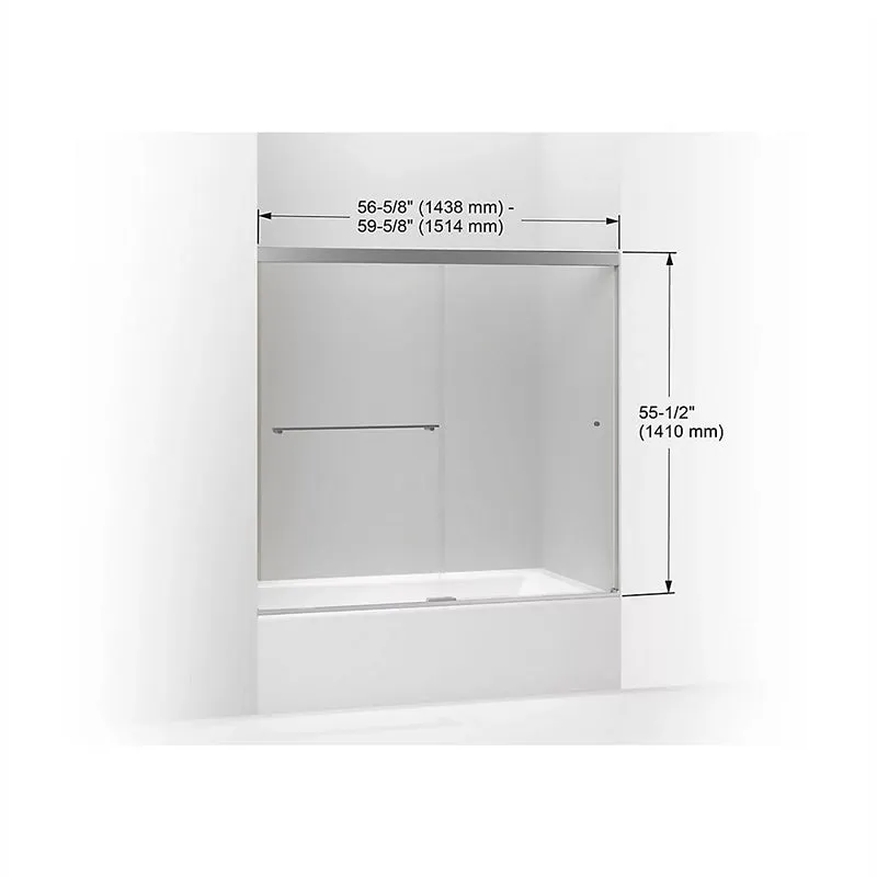 Revel 55.5" Clear Glass Sliding Bath Door in Anodized Dark Bronze with 0.31" Thick Glass