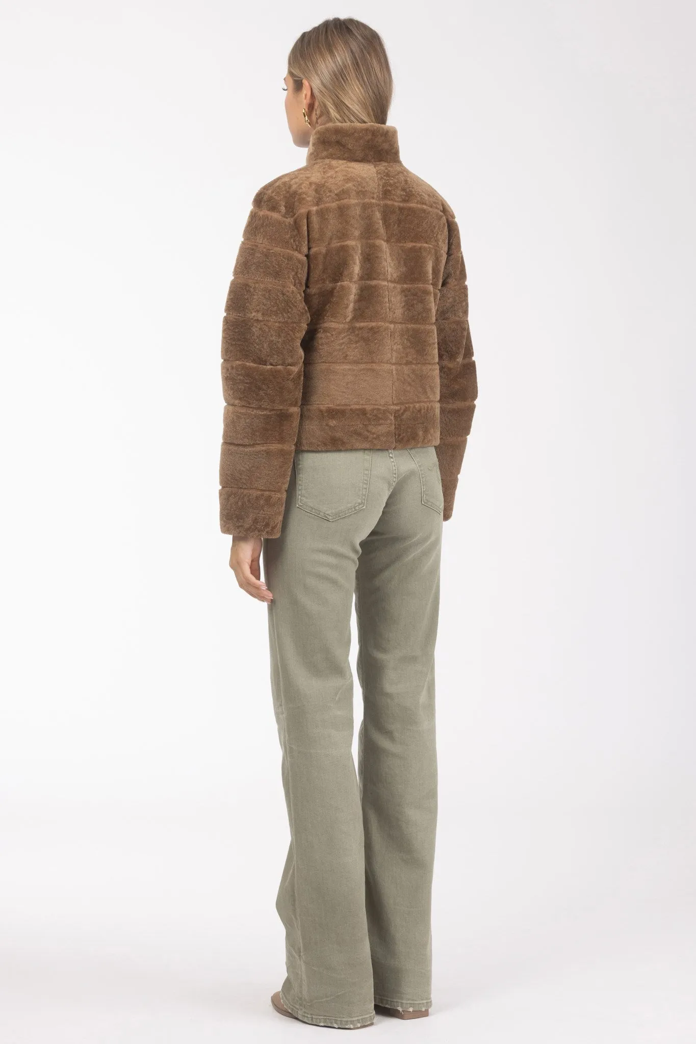 Reversible Textured Shearling Lamb Jacket