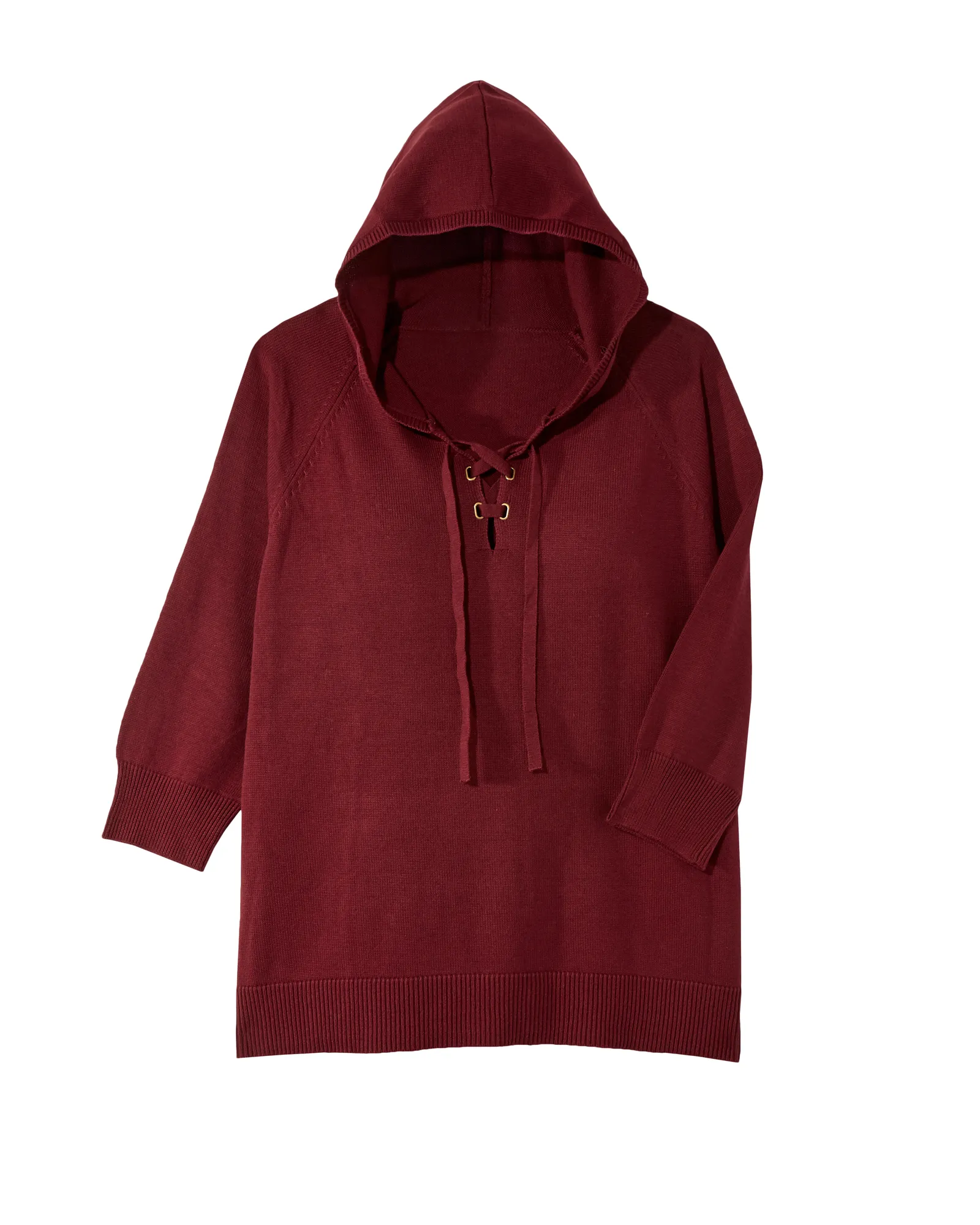 Reyes Laced Hoodie Sweater | Burgundy