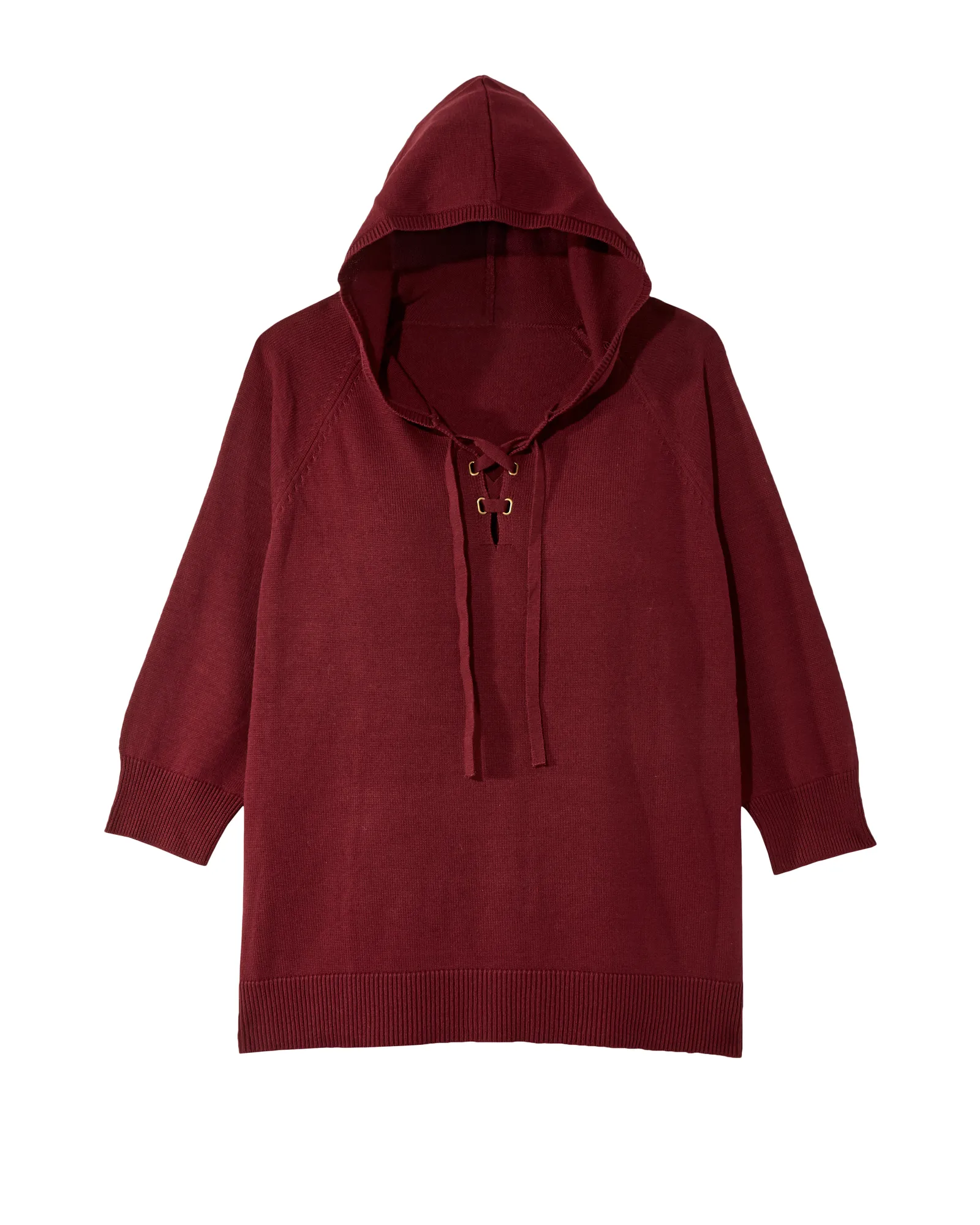 Reyes Laced Hoodie Sweater | Burgundy