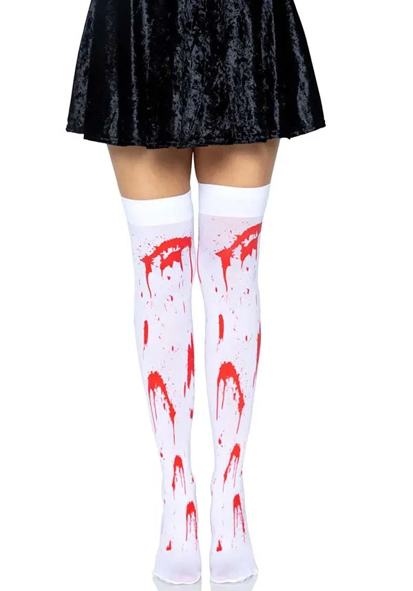 Rhea Zombie [White/Red] | THIGH HIGH STOCKINGS