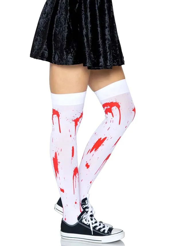 Rhea Zombie [White/Red] | THIGH HIGH STOCKINGS