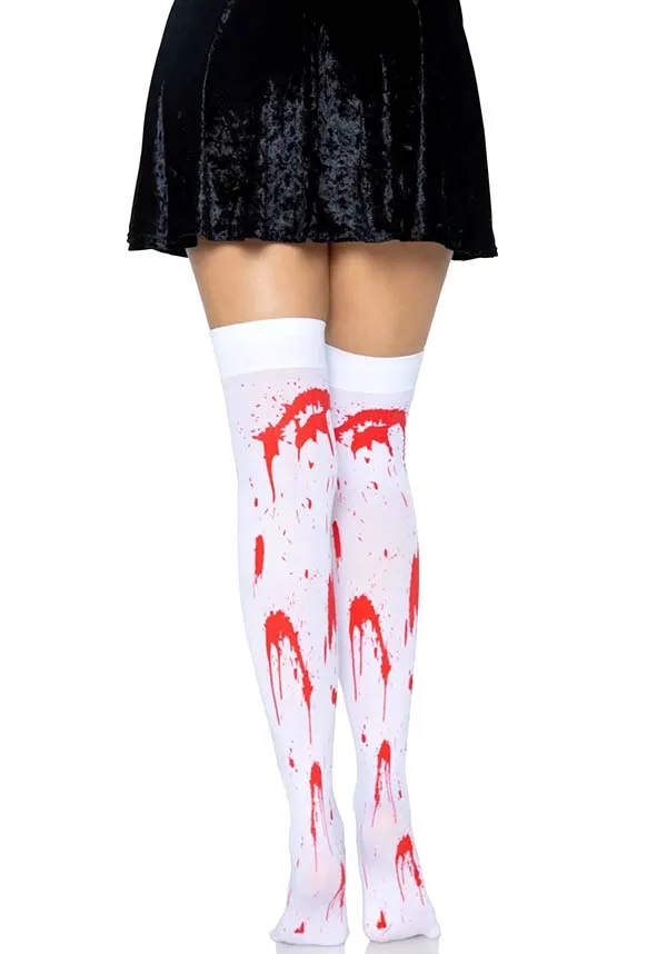 Rhea Zombie [White/Red] | THIGH HIGH STOCKINGS