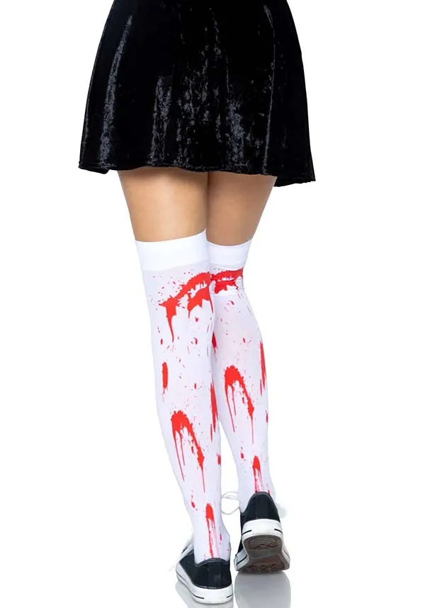 Rhea Zombie [White/Red] | THIGH HIGH STOCKINGS