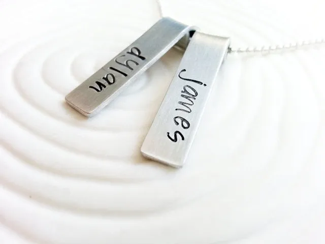 Rolled Top Name Tag Necklace | Minimalist Mother's Necklace