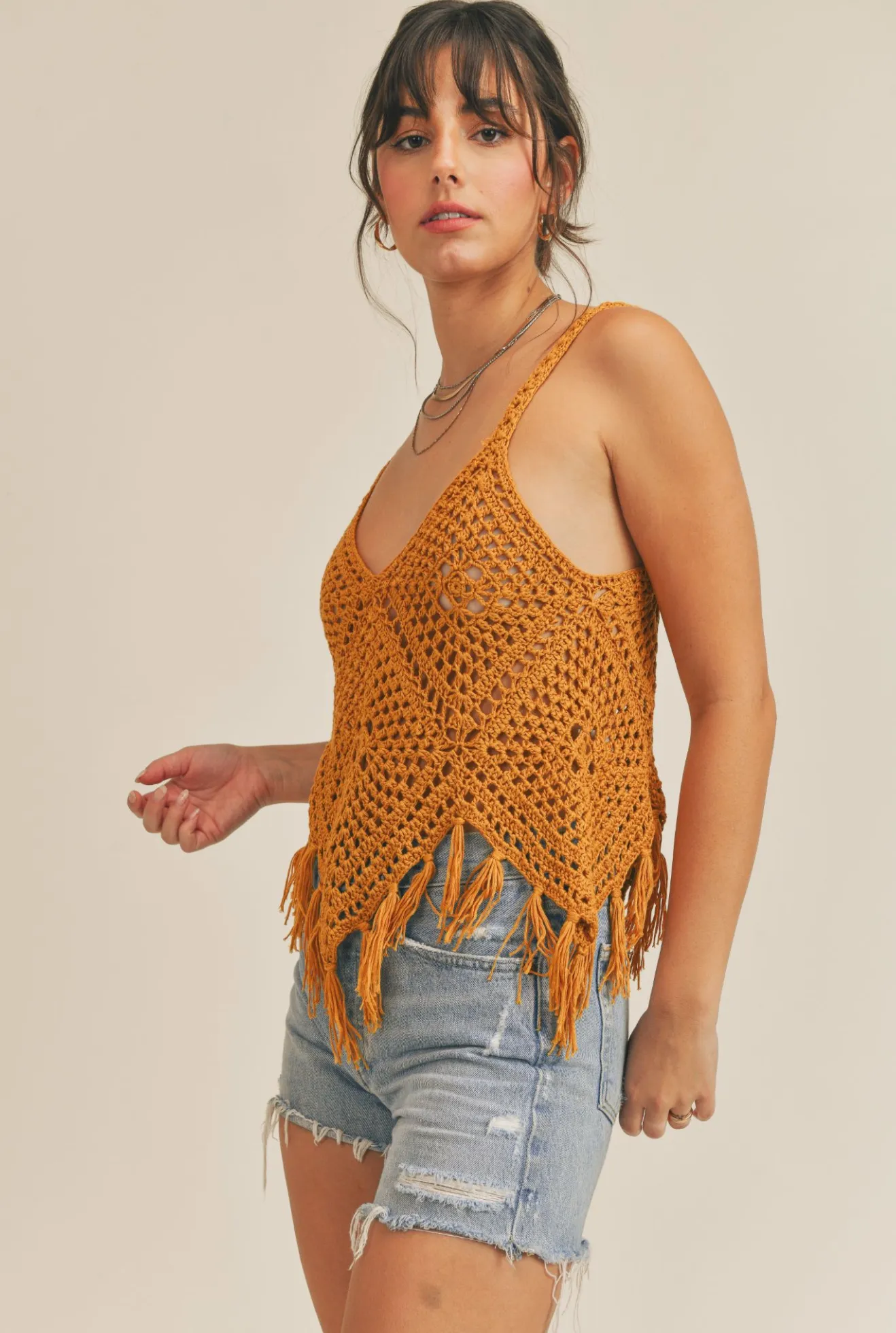 Sadie & Sage Calico Crochet Tank