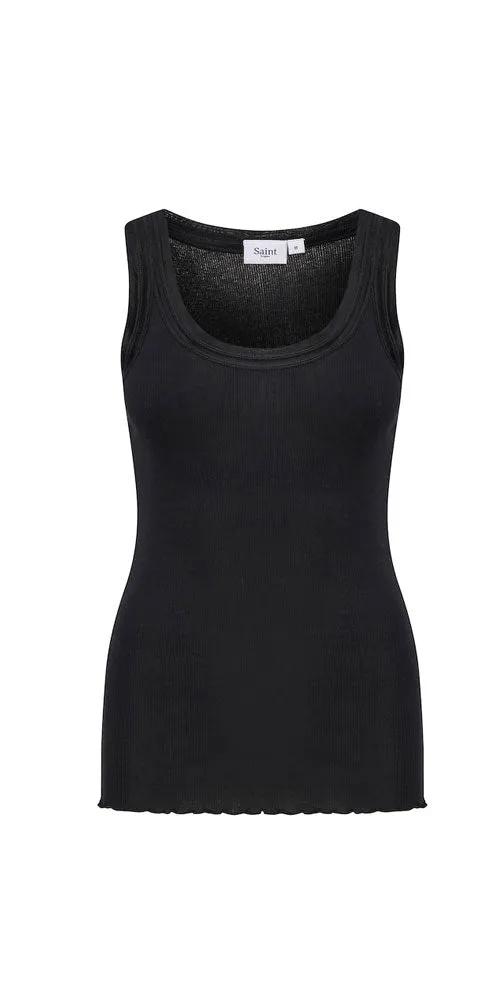 Saint Tropez Cotton/Silk Tank, black