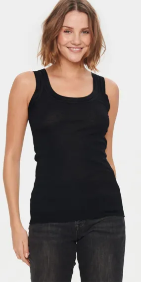 Saint Tropez Cotton/Silk Tank, black