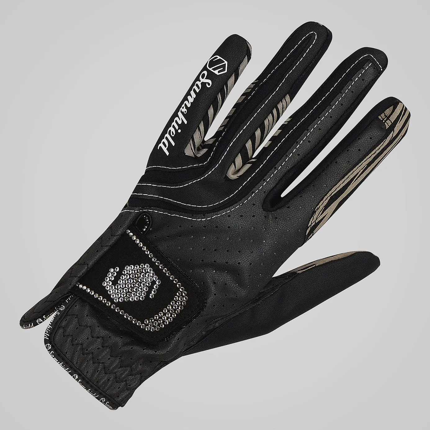 Samshield V-Skin Swarovski Crystal Riding Gloves - Black/Clear and Black