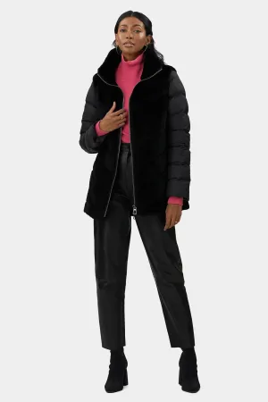 Select Shearling Lamb Chevron Jacket with Detachable Horizontal Quilted Sleeves