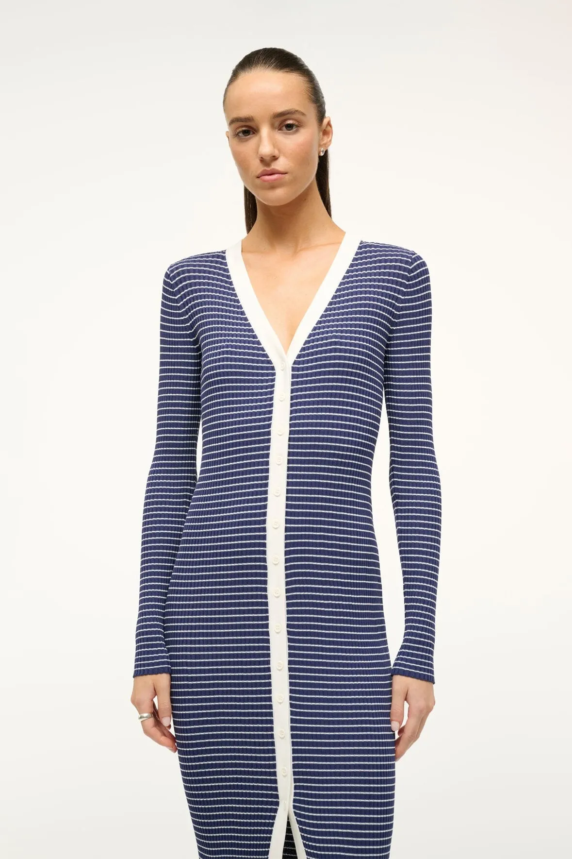 SHOKO SWEATER | NAVY MICRO STRIPE