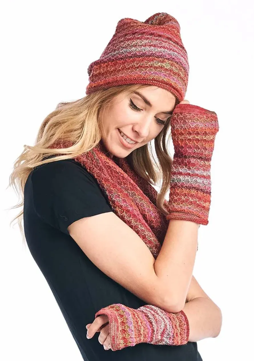 Shupaca Printed Fingerless Gloves -Saffron