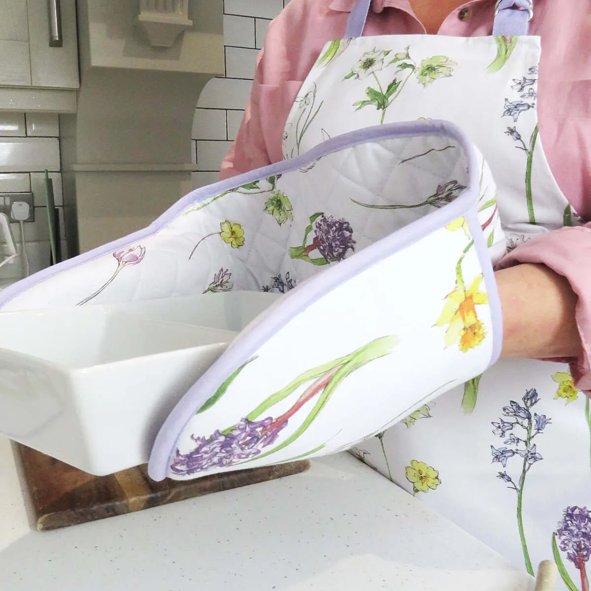 Spring Floral Cotton Double Oven Gloves