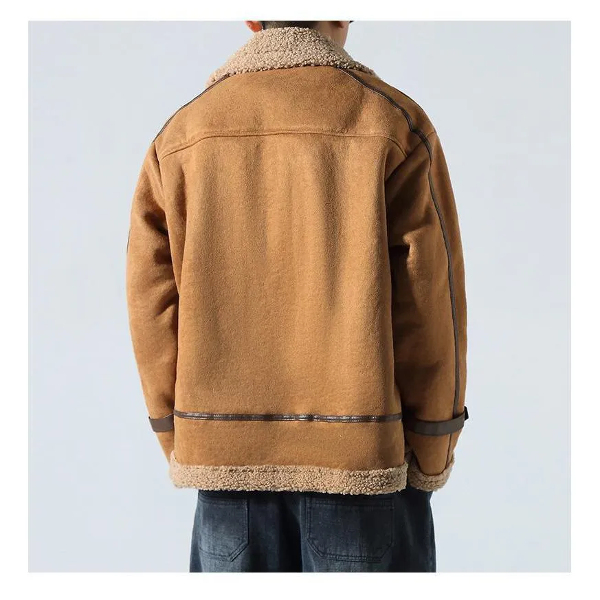 Suedette Zip-Up Shearling Jacket