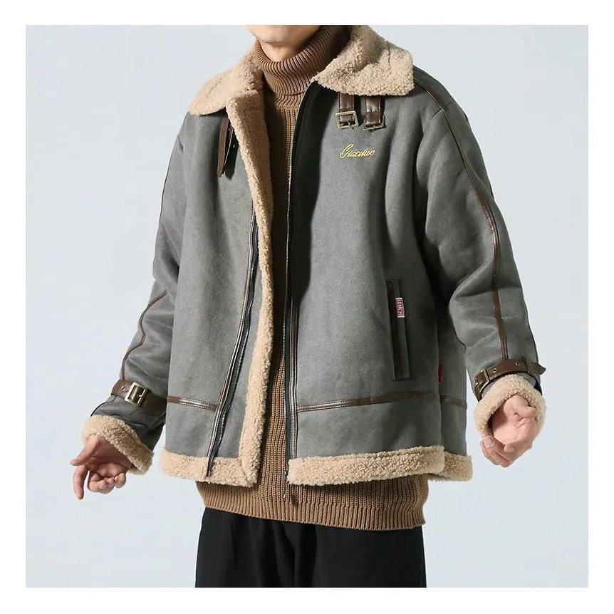 Suedette Zip-Up Shearling Jacket