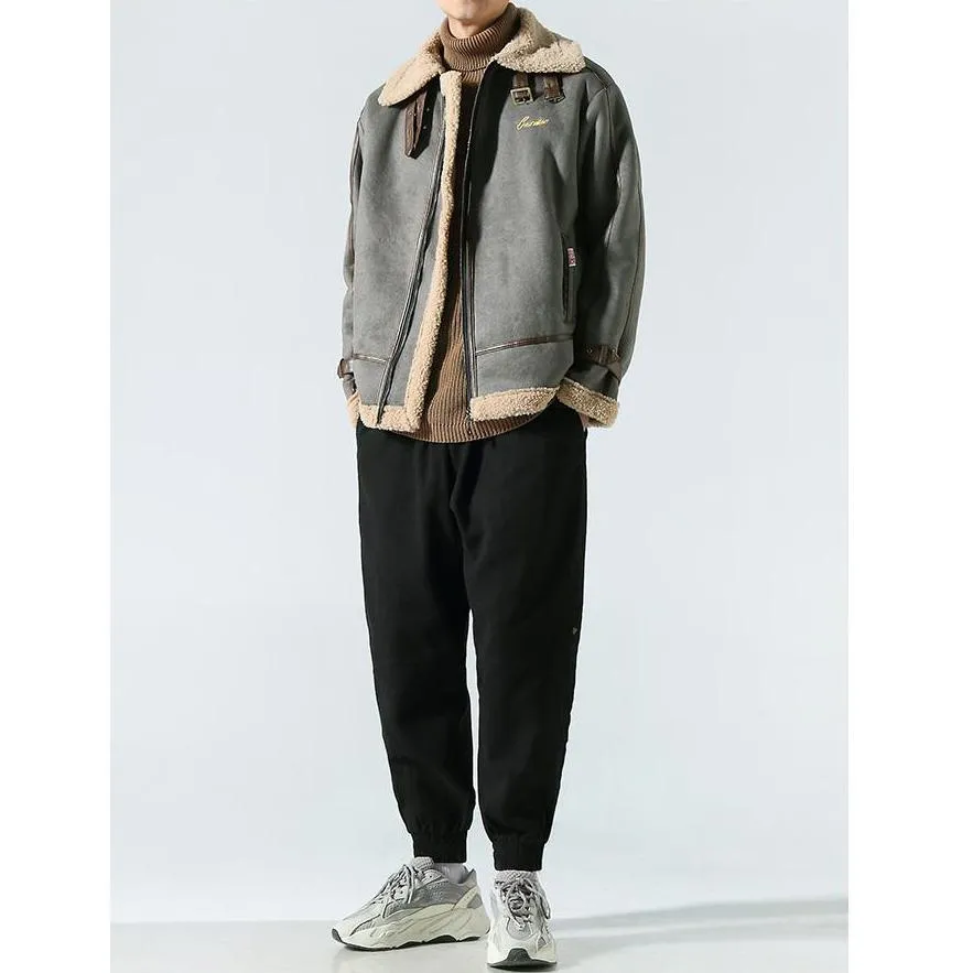 Suedette Zip-Up Shearling Jacket