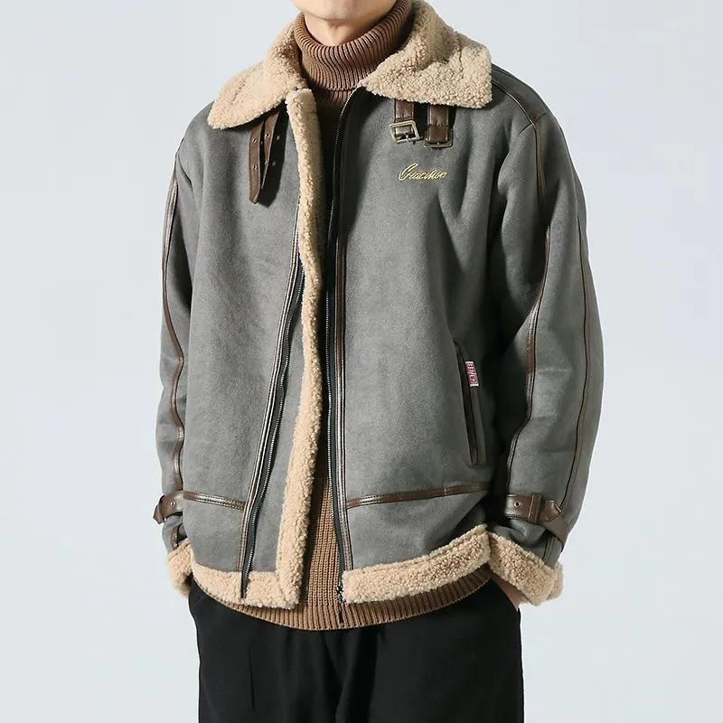 Suedette Zip-Up Shearling Jacket