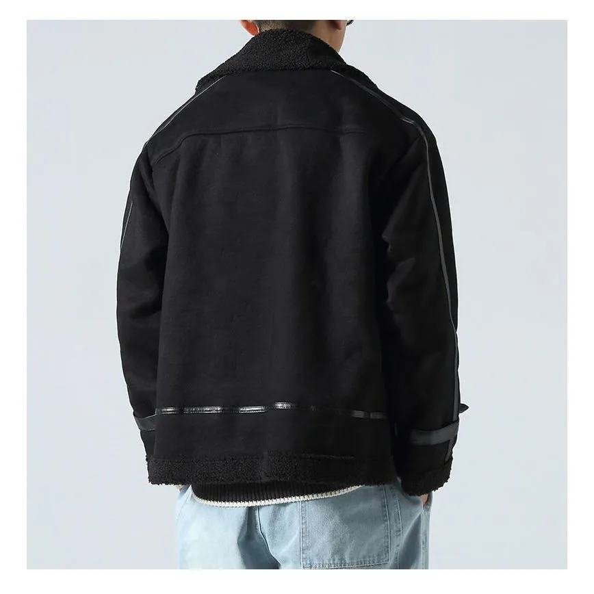 Suedette Zip-Up Shearling Jacket