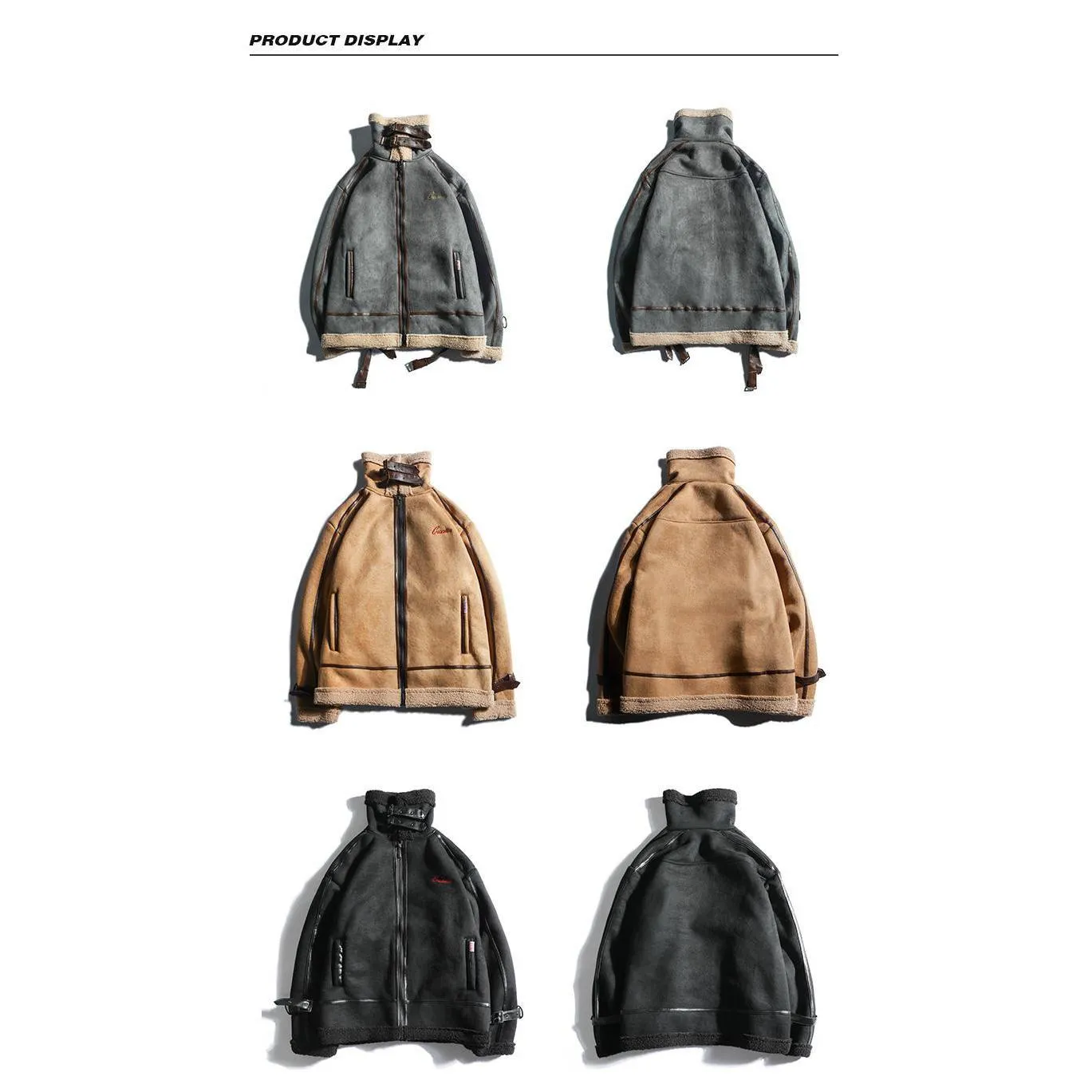 Suedette Zip-Up Shearling Jacket