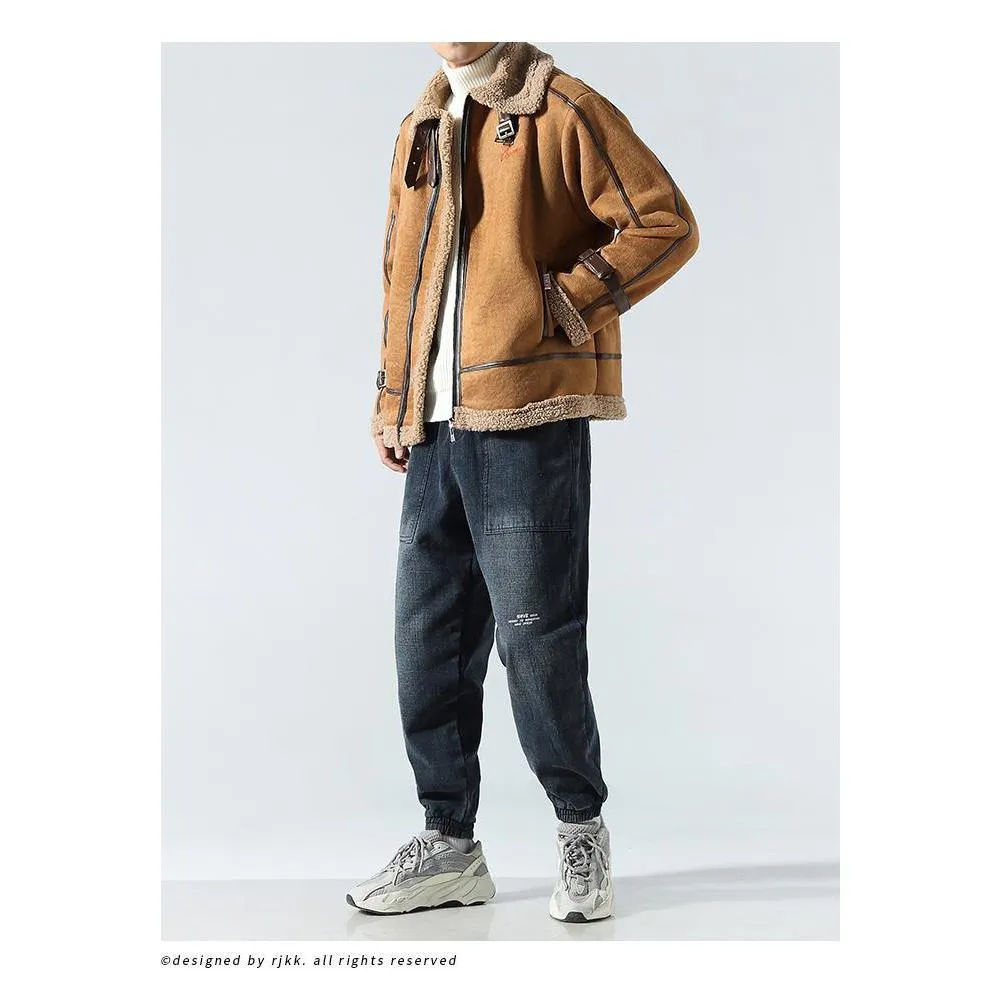 Suedette Zip-Up Shearling Jacket