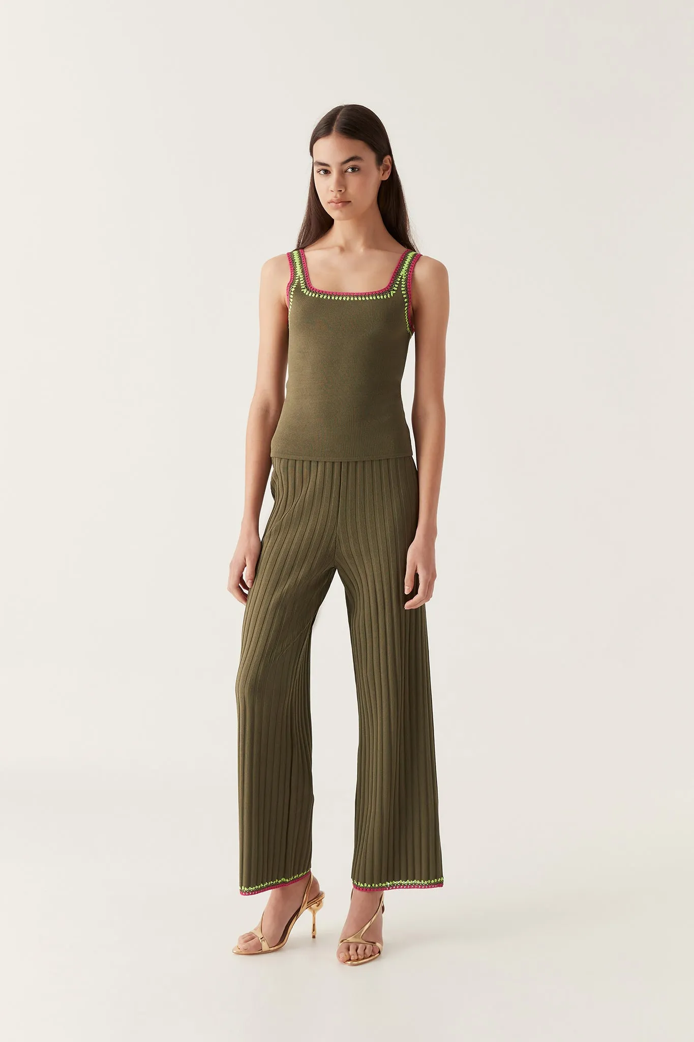 Tazia Crochet Edge Knit Pants