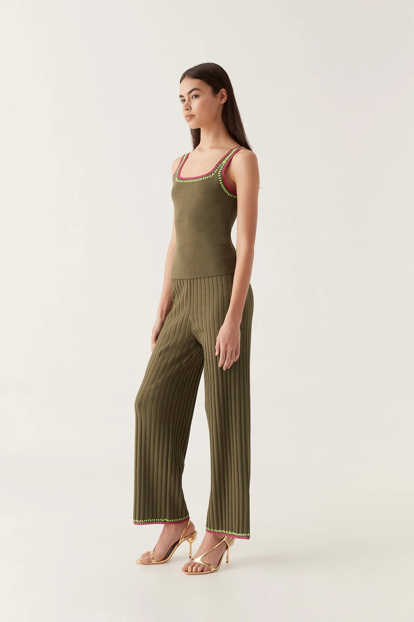 Tazia Crochet Edge Knit Pants