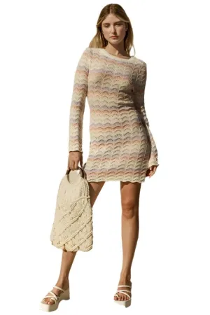 TEEK - Ivory Round Neck Bell Sleeve Sweater Dress