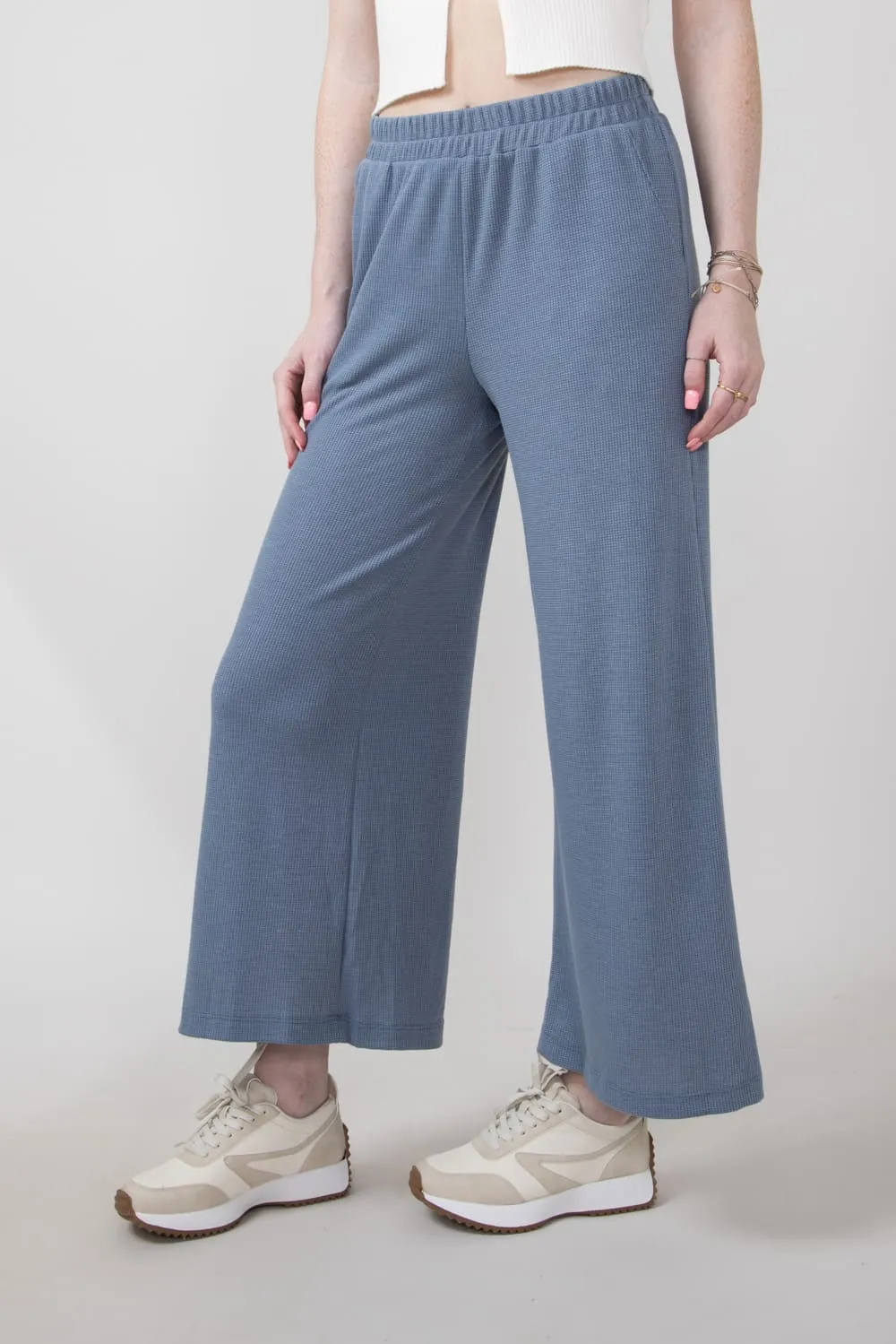 Thermal Wide Leg Pants for Women in Blue Slate | P70169B-BLUESLATE