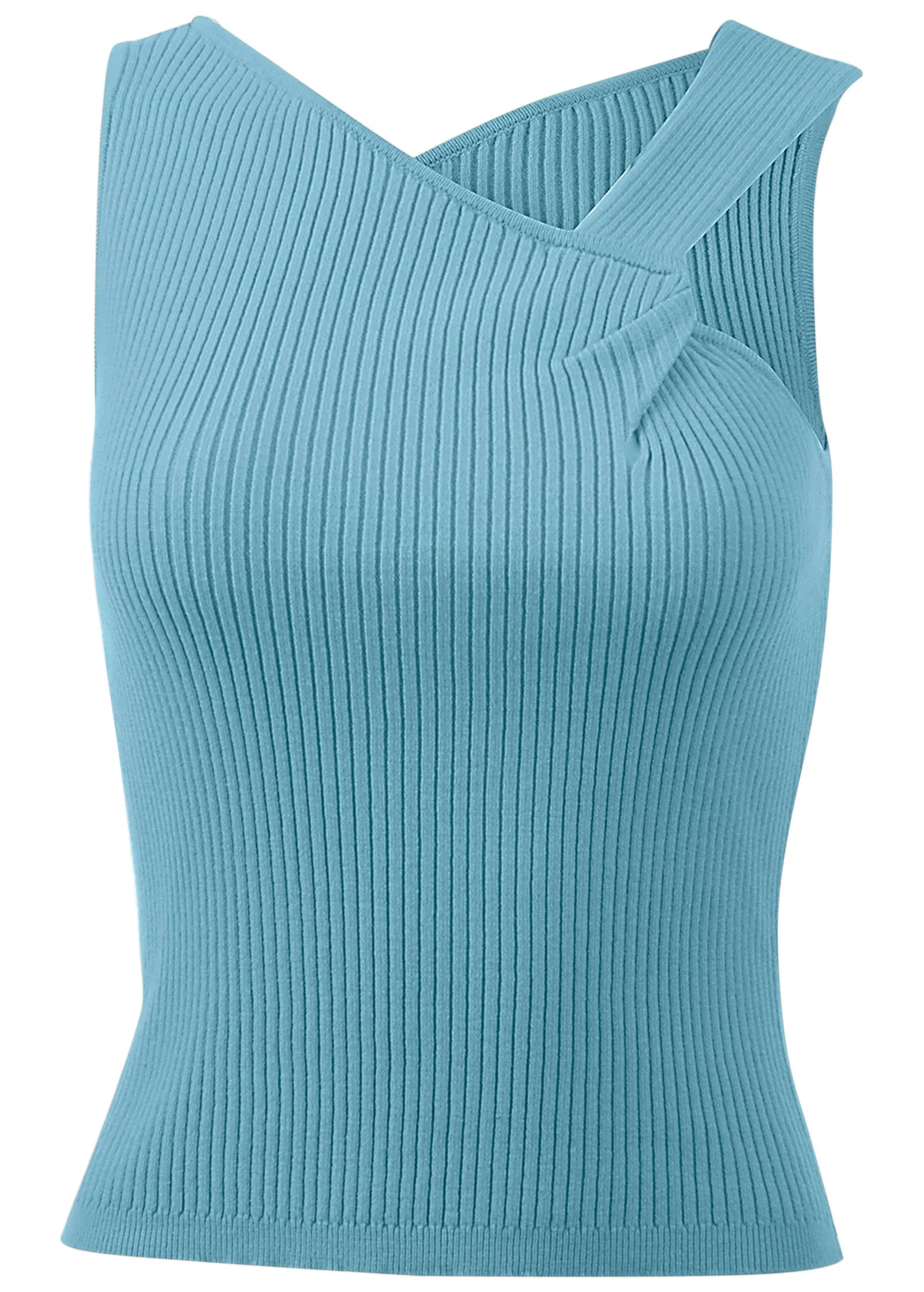 Twist Detail Sweater Tank - Blue