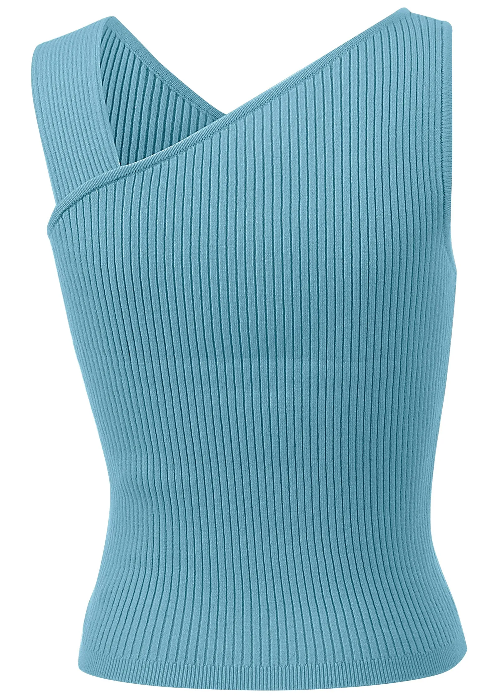 Twist Detail Sweater Tank - Blue