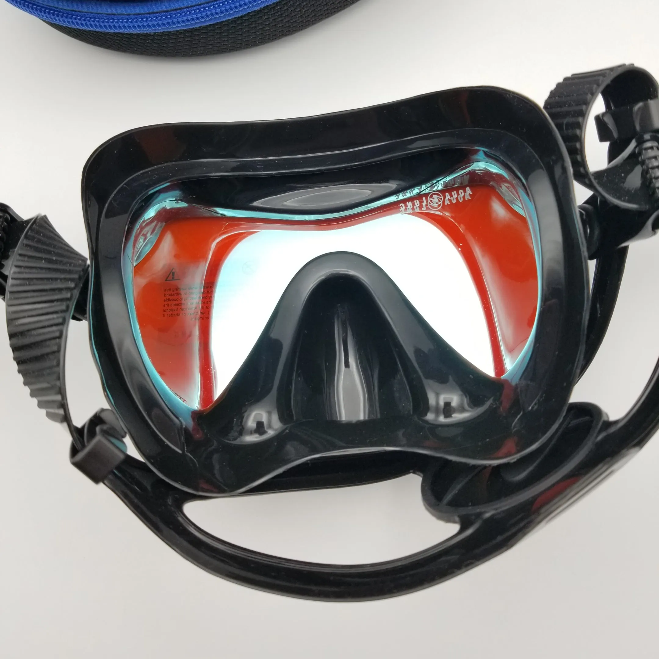 Used Aqua Lung Mistique DS Scuba Dive Mask - Black/Black Blue Lens Mirror