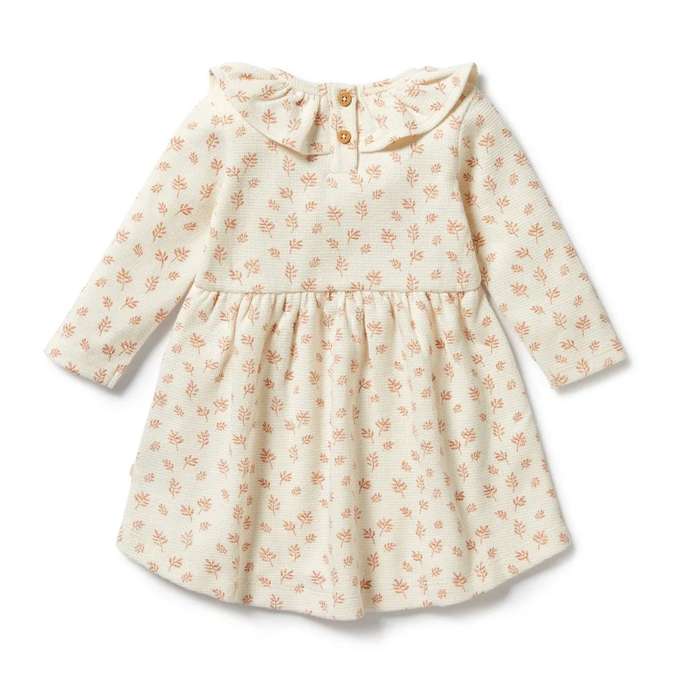 Winter Bloom Organic Waffle Ruffle Dress