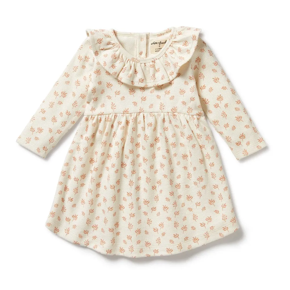 Winter Bloom Organic Waffle Ruffle Dress