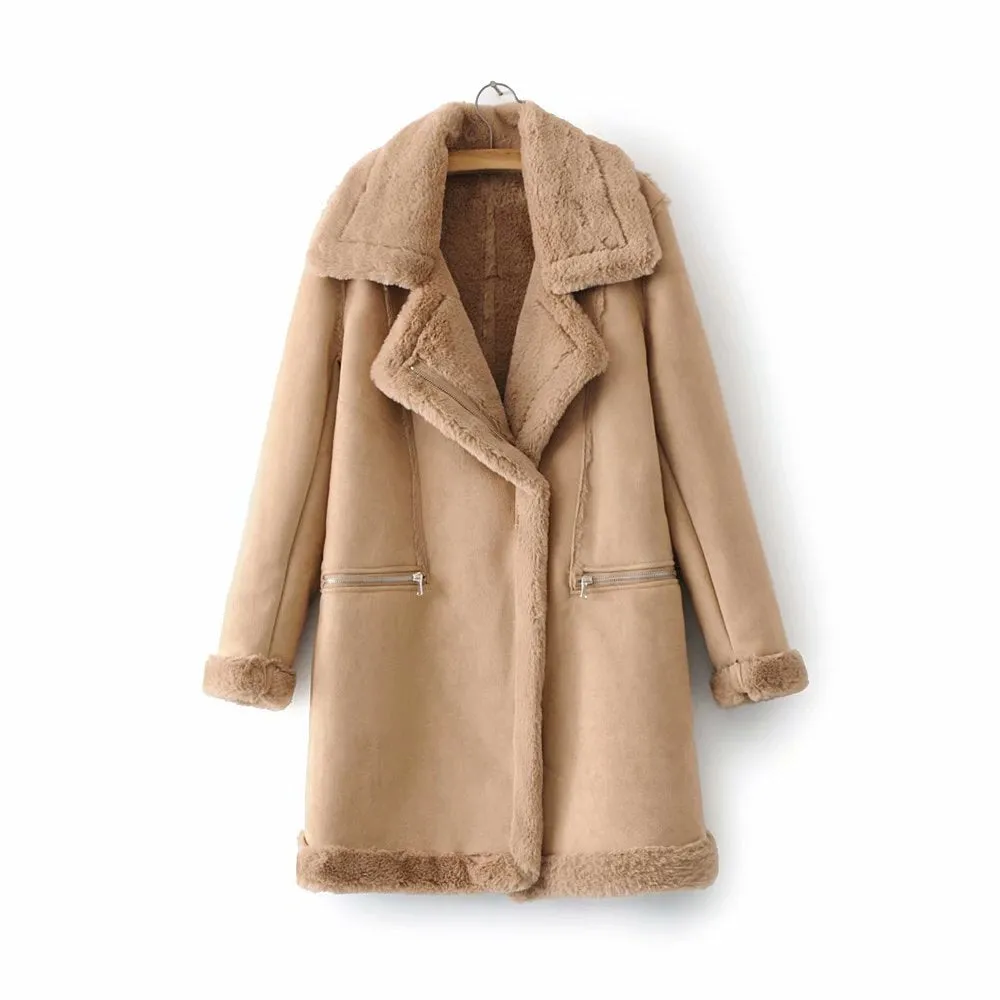 Winter Suede Leather Jacket women