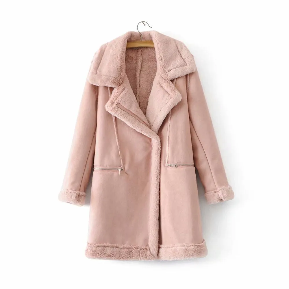 Winter Suede Leather Jacket women