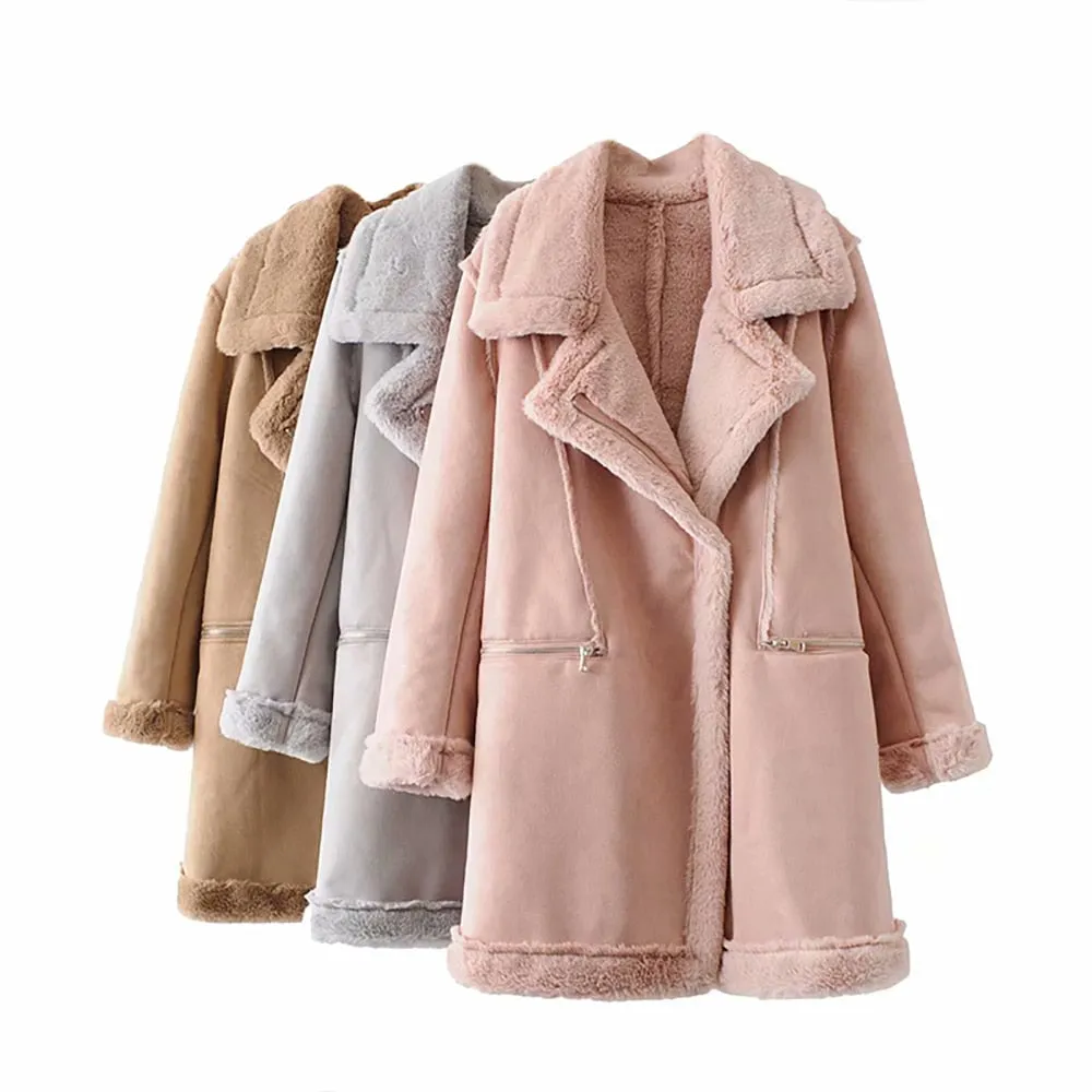 Winter Suede Leather Jacket women