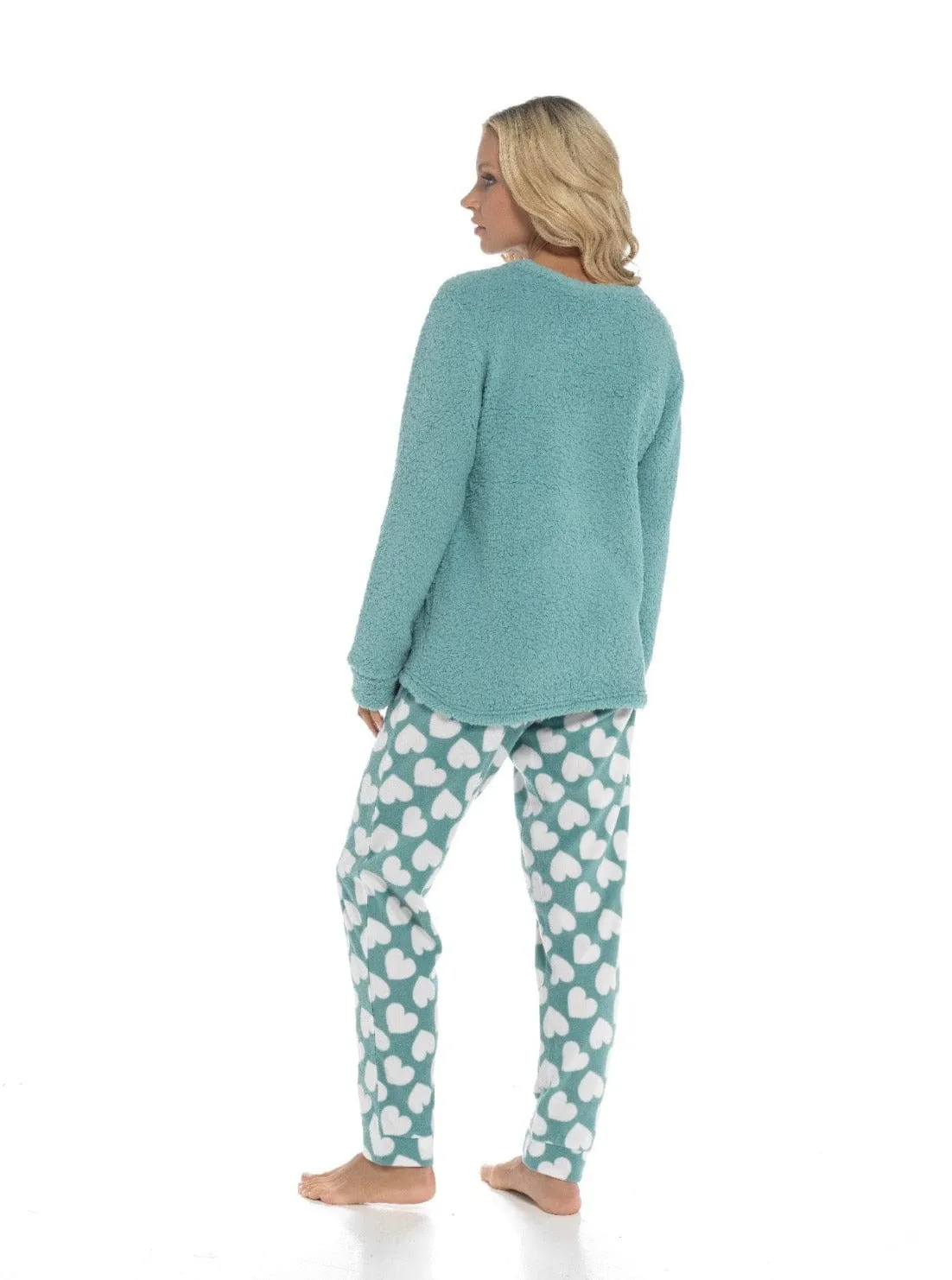 Women's Panda Snuggle Fleece Pyjama Set with Printed Pants Soft and Comfortable Loungewear in Easy Care Fabric Sizes Small to X-Large by Daisy Dreamer