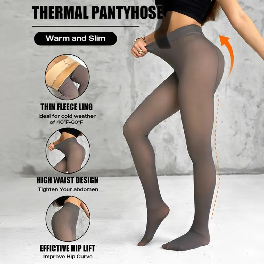 Women's Thermal Leggings Insulated Tights Fleece Lined High Waist Elasticity Thick Plush Women Pantyhose Winter Below 70kg