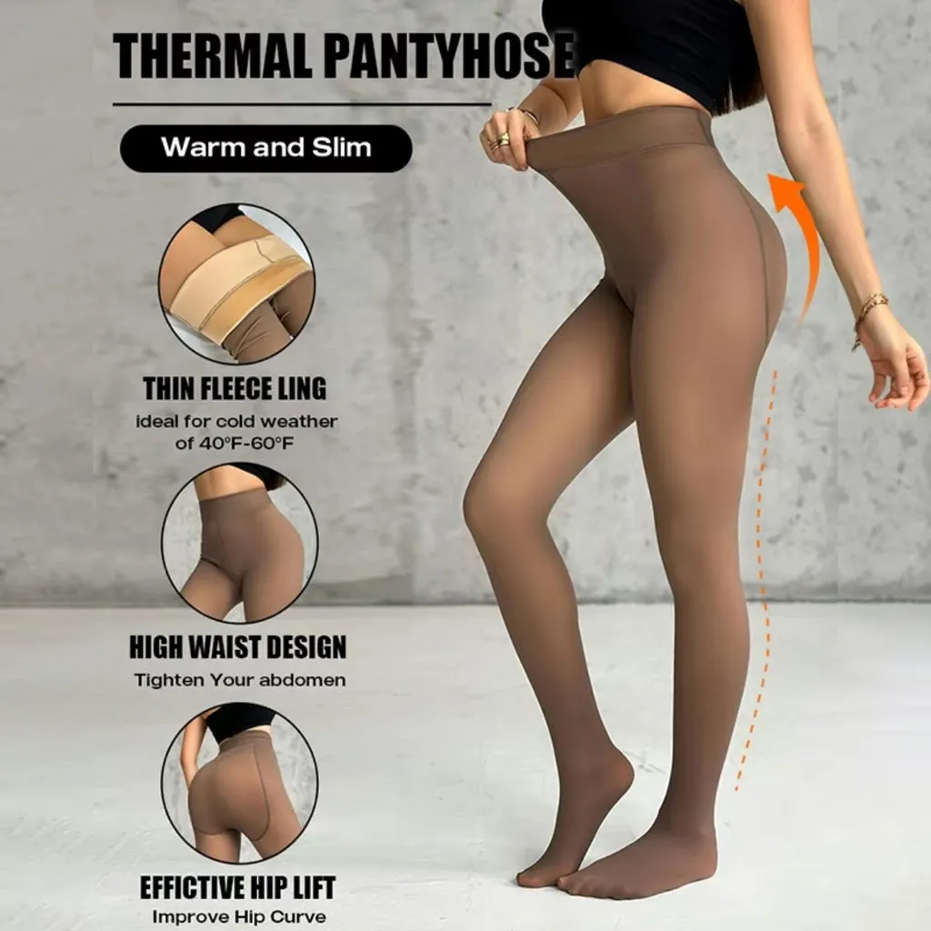 Women's Thermal Leggings Insulated Tights Fleece Lined High Waist Elasticity Thick Plush Women Pantyhose Winter Below 70kg