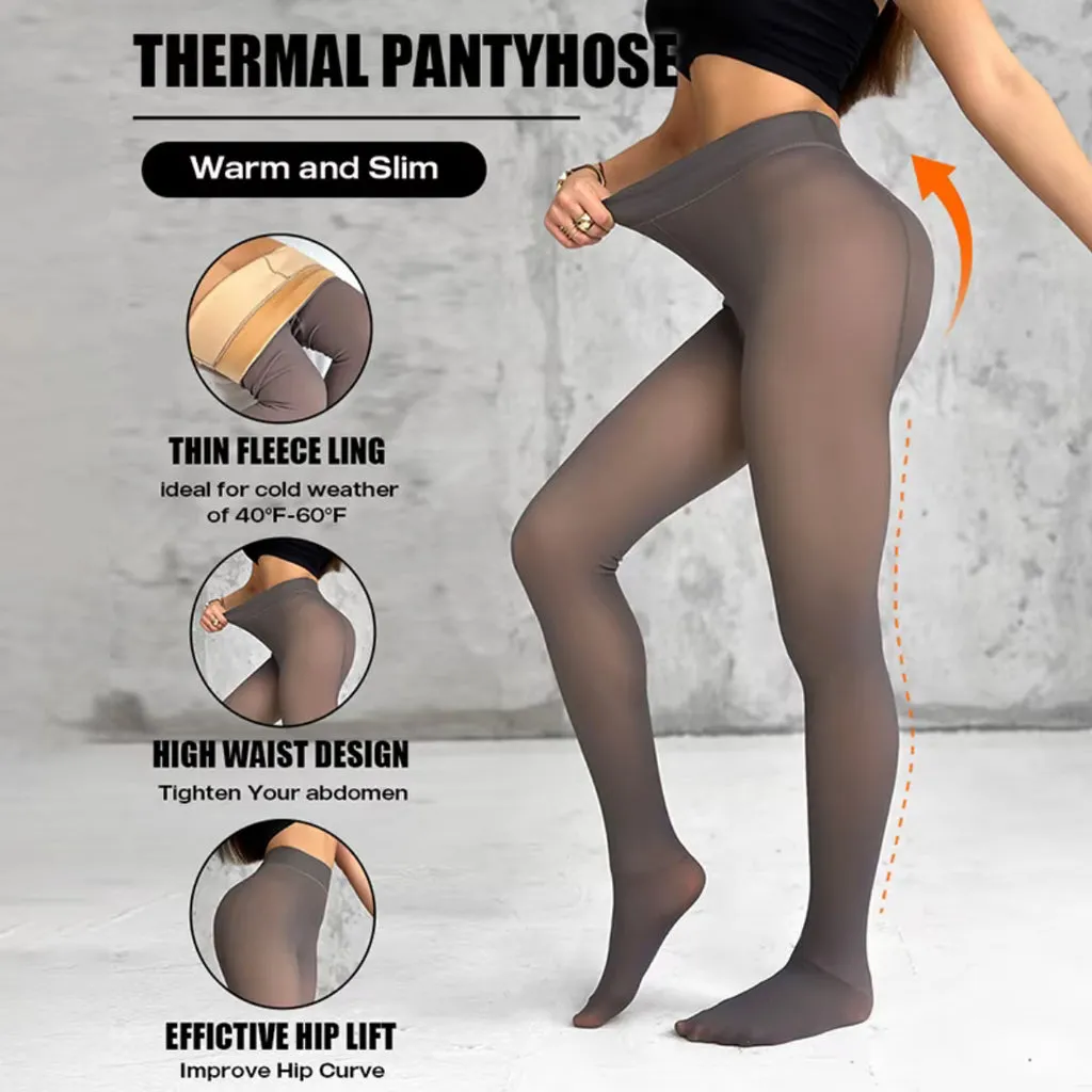 Women's Thermal Leggings Insulated Tights Fleece Lined High Waist Elasticity Thick Plush Women Pantyhose Winter Below 70kg