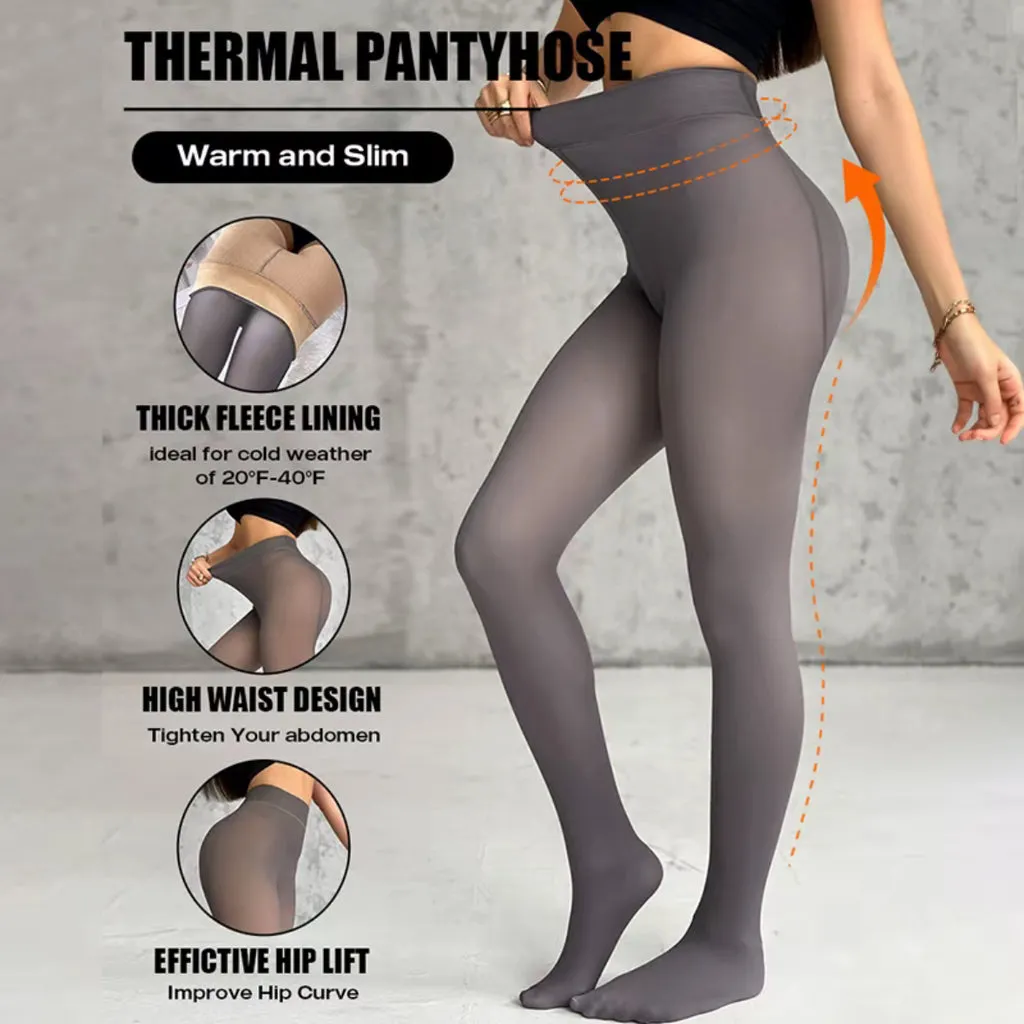 Women's Thermal Leggings Insulated Tights Fleece Lined High Waist Elasticity Thick Plush Women Pantyhose Winter Below 70kg