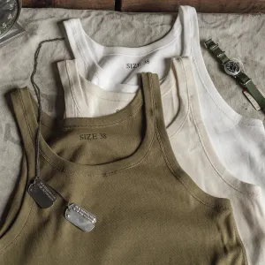 WWII Tank Top Sleeveless Undershirt Cotton Tee - Slim Fit